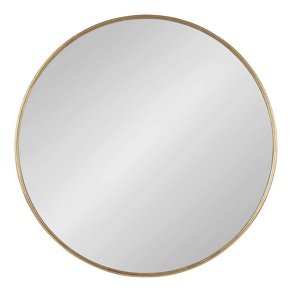 Caskill 40" Round Gold Wood Wall Mirror