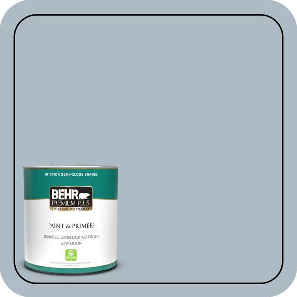 BEHR PREMIUM PLUS 1 qt. #PPU14-12 Hazy Skies Semi-Gloss Enamel Low Odor Interior Paint & Primer