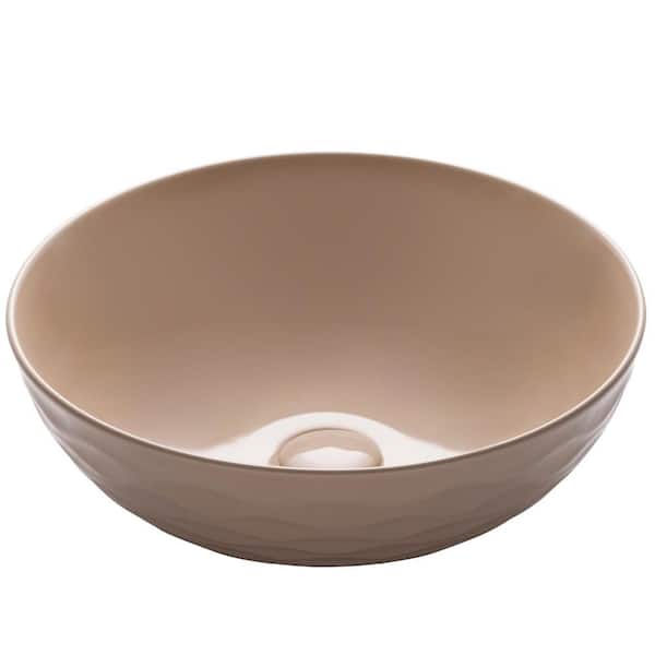 KRAUS Viva 16-1/2 in. Round Porcelain Ceramic Vessel Sink in Beige
