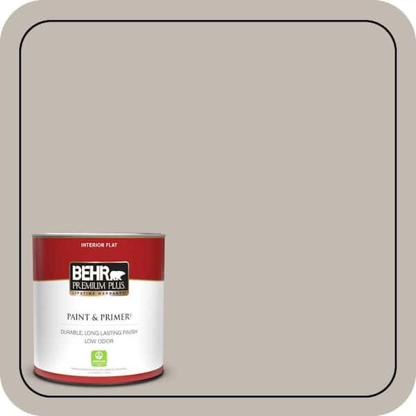 BEHR PREMIUM PLUS 1 qt. #QE-57 Warm Ash Flat Low Odor Interior Paint & Primer