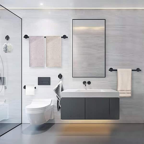 4 -Piece Bath Hardware Set with Mounting Hardware in Stainless Steel Matte Black