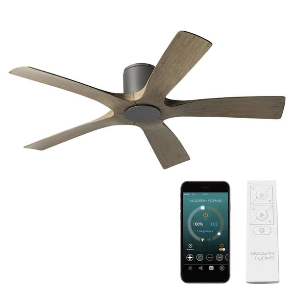 Modern Forms Aviator 54 in. Smart Indoor/Outdoor 5-Blade Graphite Weathered Gray Flush Mount Ceiling Fan with Remote Control