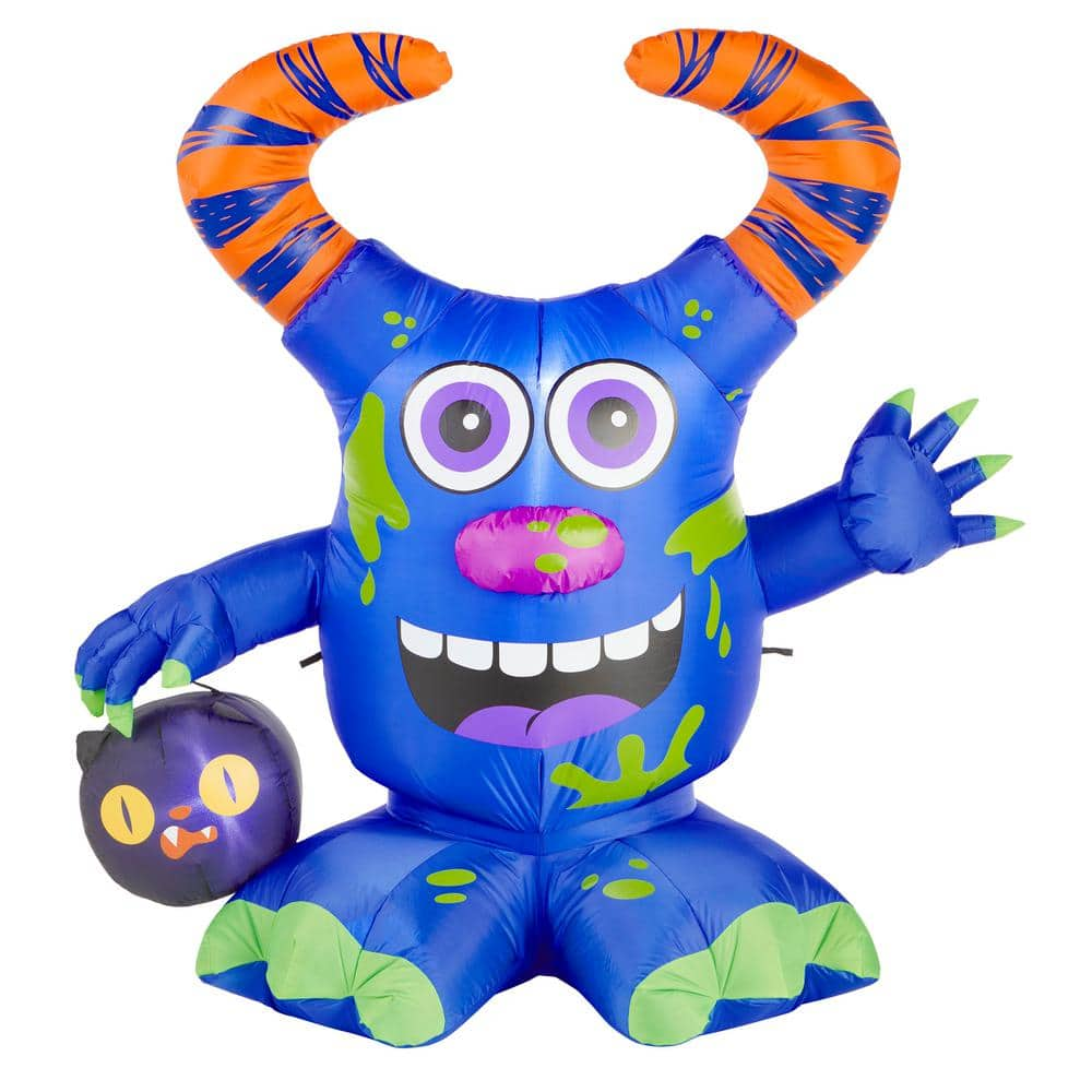 Home Accents Holiday 4.5 ft. Doodle Monster with Candy Bucket Airblown Halloween Inflatable