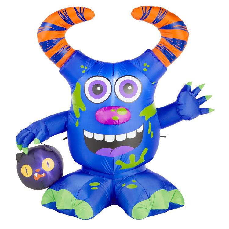 Home Accents Holiday 4.5 ft. Doodle Monster with Candy Bucket Airblown