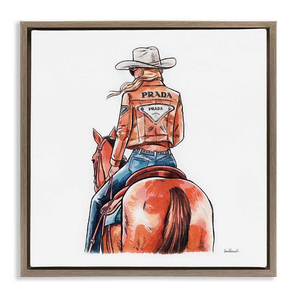 Glam Jacket Cowgirl & Horse by Amanda Greenwood Brown Floater Frame People Graphic Art Print 18 in. x 18 in. price history on PriceWatchPro