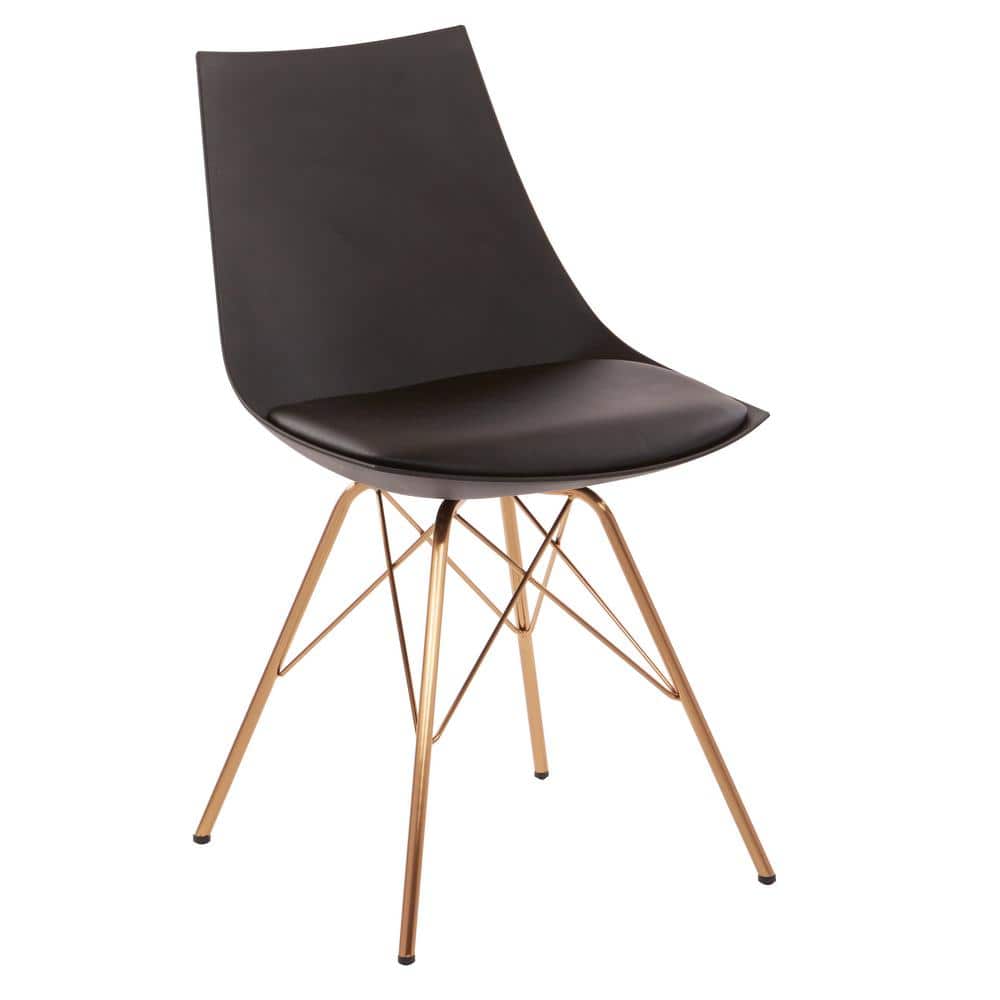 Oakley Mid-Century Modern Bucket Chair in Black Faux Leather