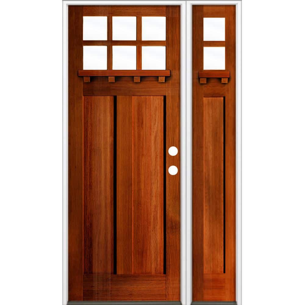 50 in. x 96 in. Craftsman 6-Lite Left-Hand/Inswing Clear Glass Red Chestnut Stain Hemlock Wood Prehung Front Door w/RSL price history on PriceWatchPro
