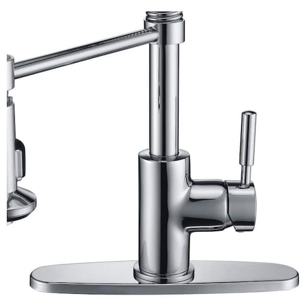 Eclipse 4.56 in. Single-Handle Pull-Down 180° Spout Swivel Sprayer Kitchen Faucet in Polished Chrome