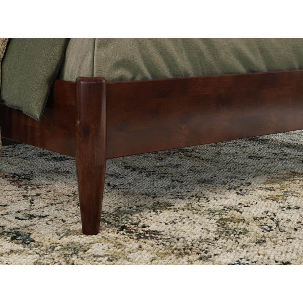 Valencia Walnut Full Sleigh Wood Platform Bed with Slats