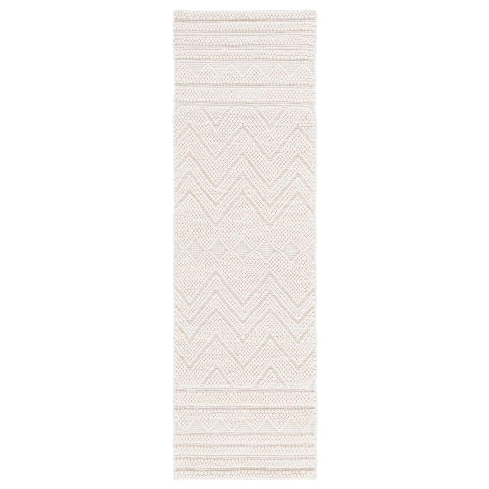 SAFAVIEH Natura 2 ft. x 8 ft. Light Beige Chevron Striped Solid Color ...