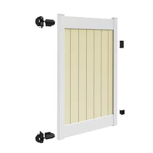 Roosevelt 4 ft. W x 6 ft. H 2-Toned (White Rails and Sand Infill) Vinyl Un-Assembled Fence Gate