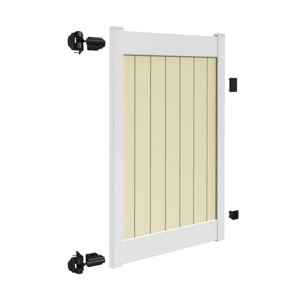 Roosevelt 4 ft. W x 6 ft. H 2-Toned (White Rails and Sand Infill) Vinyl Un-Assembled Fence Gate