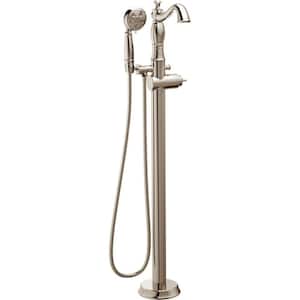 Cassidy 1-Handle Floor-Mount Roman Tub Faucet Trim Kit with Hand Shower in Polished Nickel (Valve, Handle Not Included)