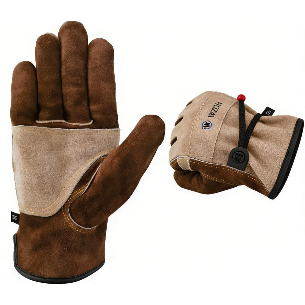 Primehome Leather Gloves, Large Cowhide Durable Grip for Welding