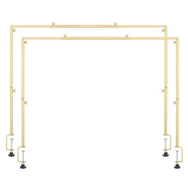 2 Pieces 17.3 in. L x 5.7 in.W x 7.9 in. H Gold Metal Over The Table Rod Stand with Clamp Arch Arbor Frame Decor