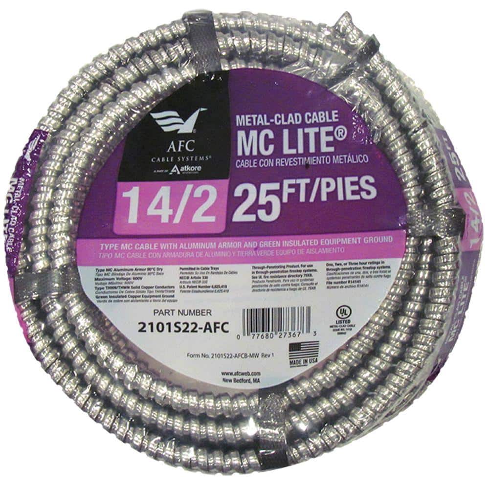 AFC Cable Systems 14/2 x 25 ft. Solid MC Lite Cable 2101S22-AFC