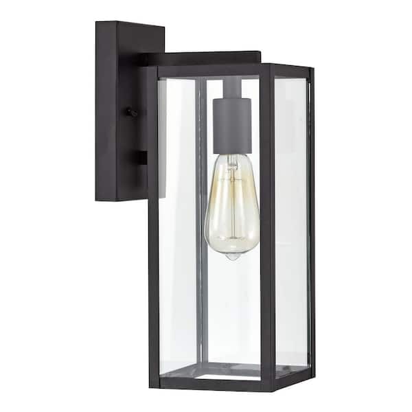 Tidoin 1-Light Black Hardwired Outdoor Wall Lantern Sconce Porch Light With Clear Glass