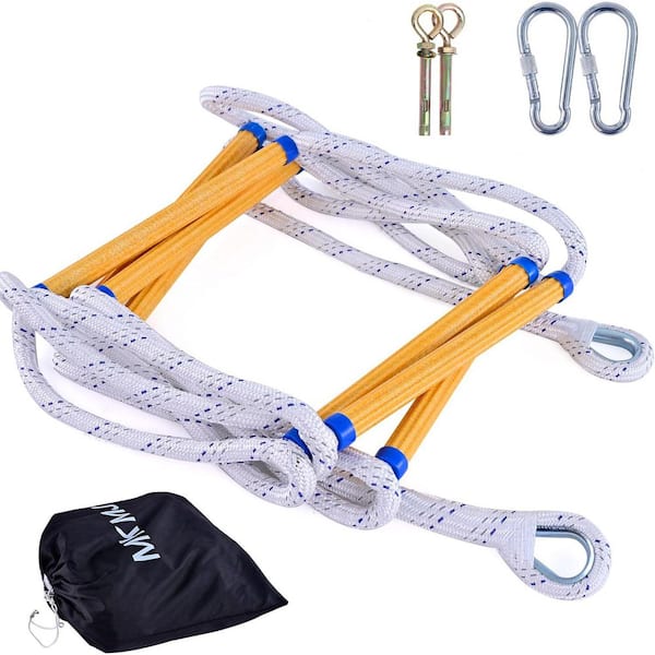 Rope Ladder, 9. 8 ft. Fire Escape Ladder for 2-Story, Flame Retardant Safety Rope Ladder with Hooks and Emergency Ladder