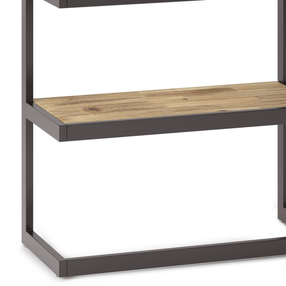 Distressed Golden Wheat Acacia Wood and Metal Bookcase