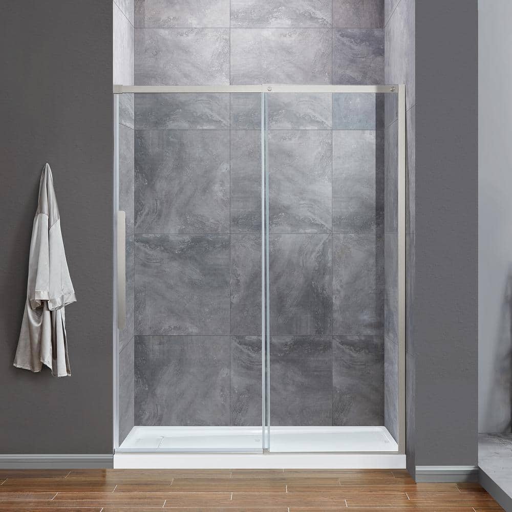 Glacier Bay Tidal 58.19 in. W x 78.74 in. H Sliding Semi Frameless