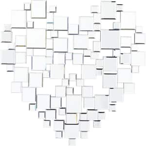 32 in. x 32 in. Mosaic Geometric Frameless Silver Heart Wall Mirror