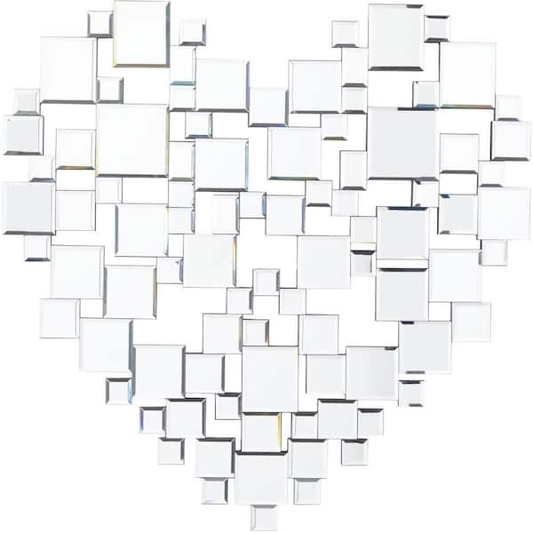Novogratz 32 in. x 32 in. Mosaic Geometric Frameless Silver Heart Wall Mirror
