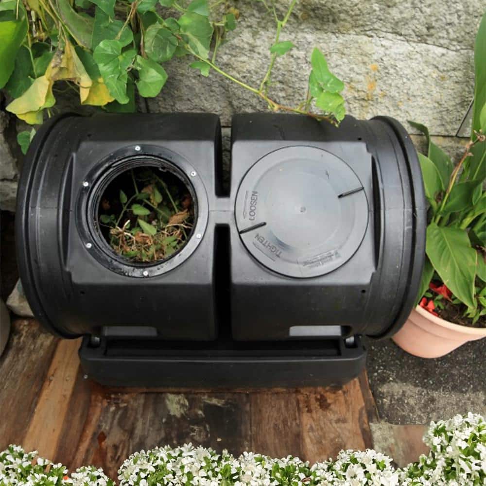 Black 7 Cu Ft Plastic Outdoor Tumbler Composter