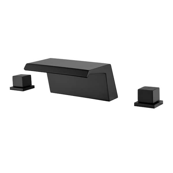 Trendy 12 in. Widespread 2-Handle Bathroom Faucet with Low Arc in Matte Black