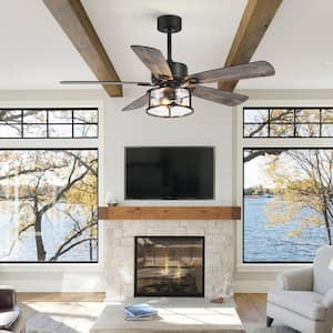 Craig 52 in. Indoor Black Ceiling Fans with Light Kit and Remote Control Included