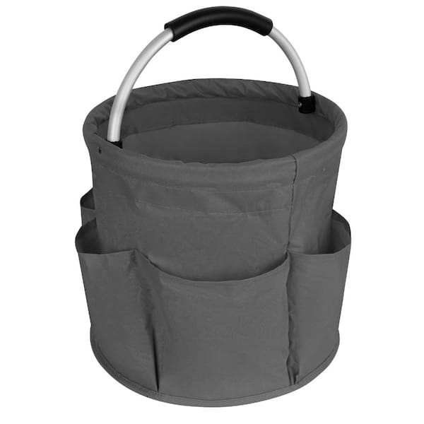 Collapsible 17-Liter Dark Grey Oxford Cloth Picnic Basket with Handles and Pockets Set for Home Kitchen