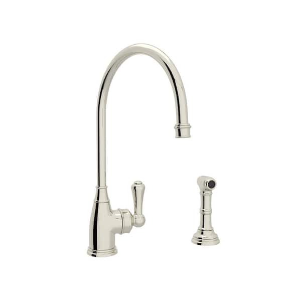 PERRIN & ROWE Georgian Era 2-Handle Standard Kitchen Faucet with Side Spray in Polished Nickel