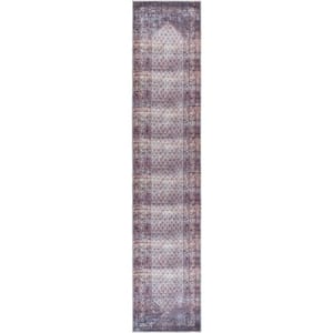 Kiera Old Lavender 3 ft. x 12 ft. Traditional Indoor Machine-Washable Area Rug