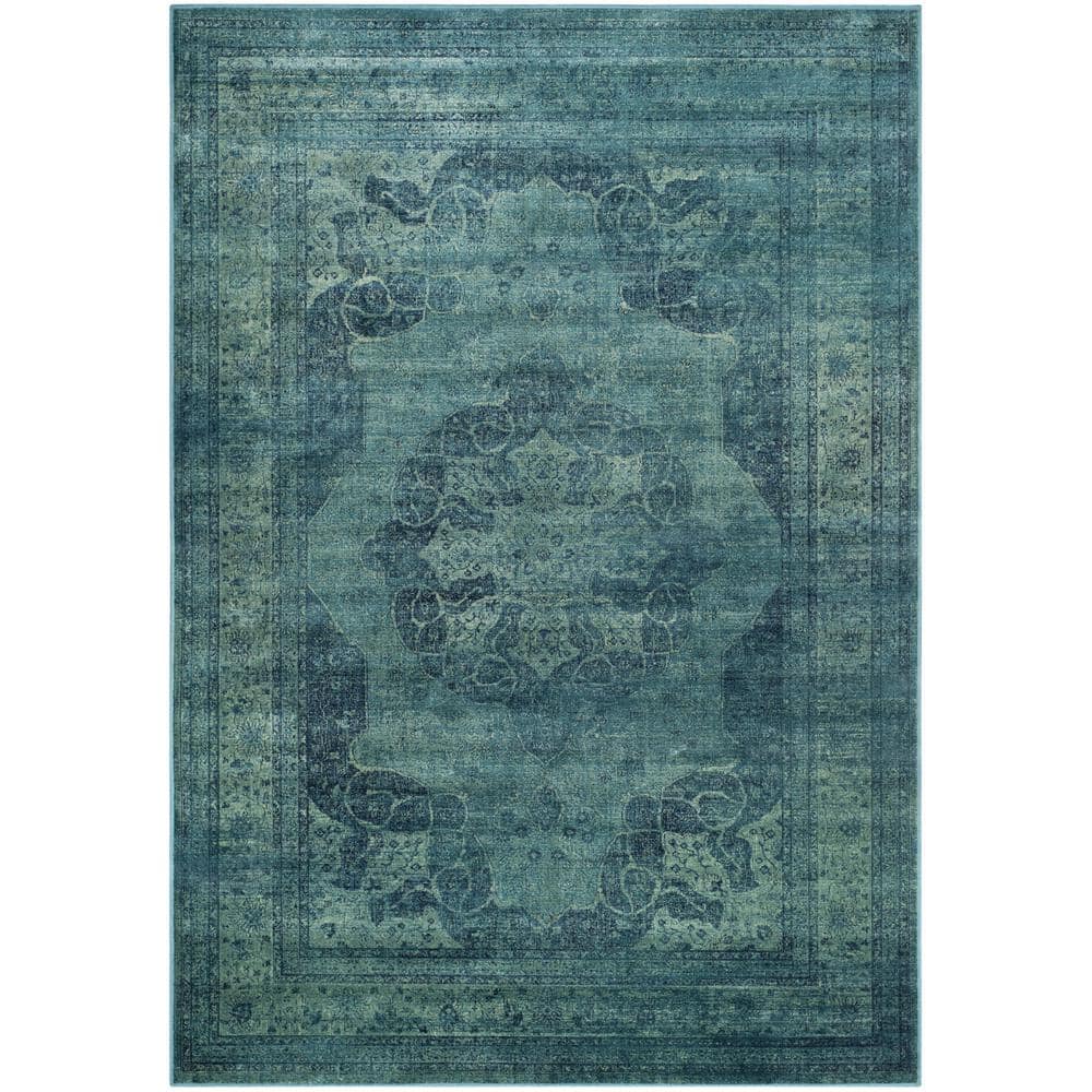 Hand-Knotted Blue Viscose Square Area Rug