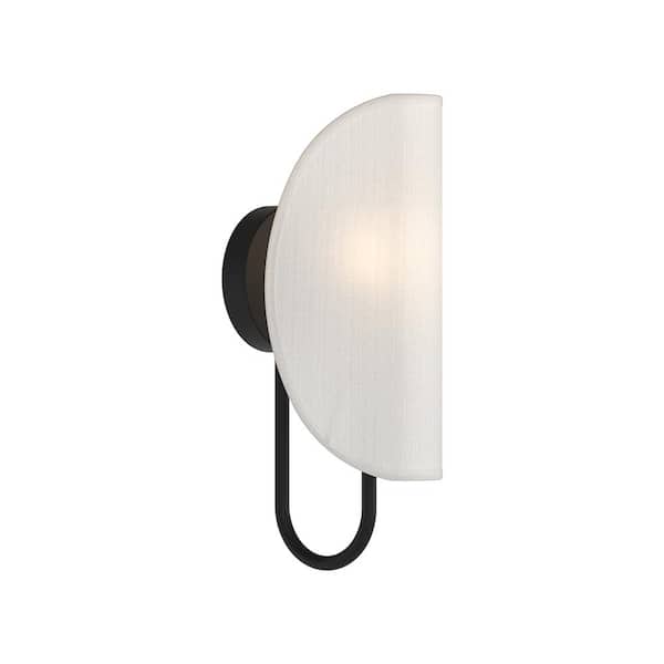 Seno 6-in 1 Light 60-Watt Matte Black/White Cotton Fabric Vanity Light
