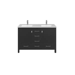 London 48 in. W x 18 in. D x 34 in. H Double Bathroom Vanity in Espresso with White Carrara Marble Top with White Sinks