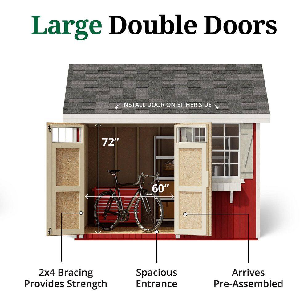 Colonial Pinehurst 10' x 10' Red and Gray Wood Storage Shed Kit with Windows