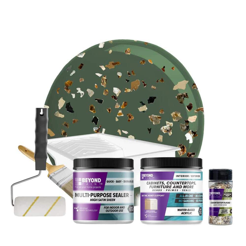 BEYOND PAINT Forest Green Countertop Kit and Oxford Bronze Flecks