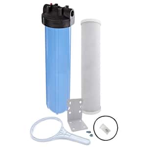 20 in. Big Polypropylene Whole House Water Filtration System Kit with Pressure Release and Carbon Filter Cartridge
