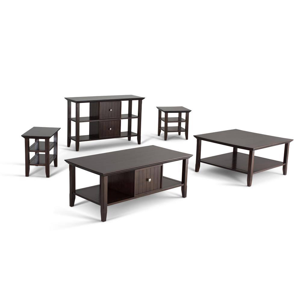 Brunette Brown Solid Wood Transitional Narrow Side Table