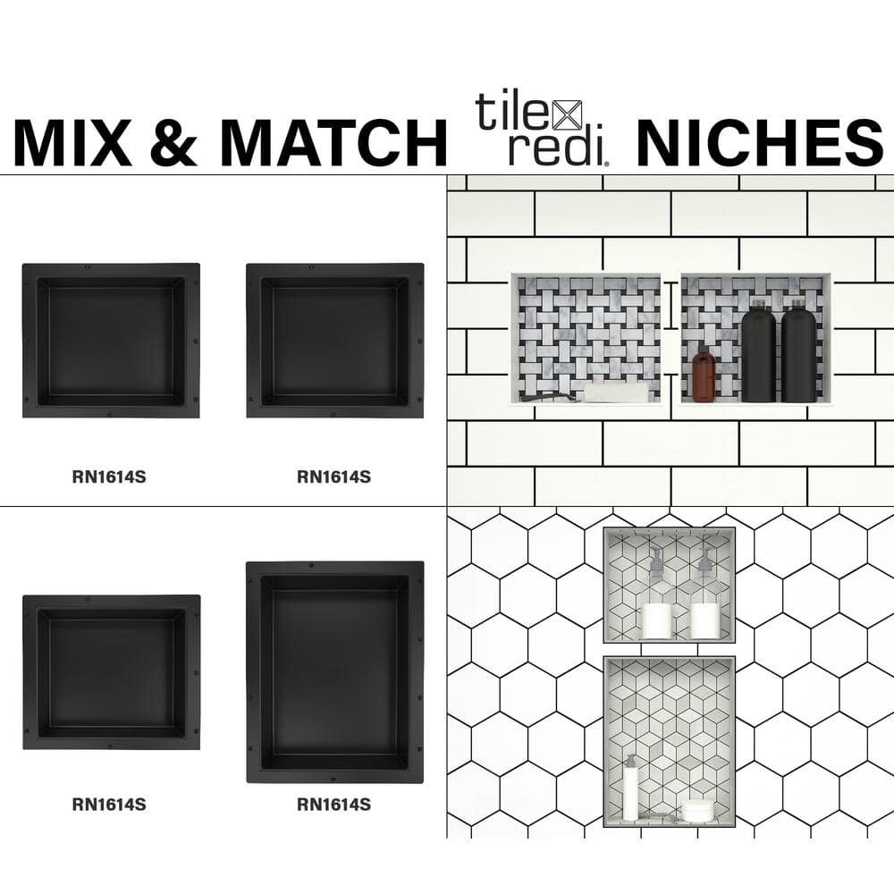 Black Tileable Plastic Freestanding Shower Niche