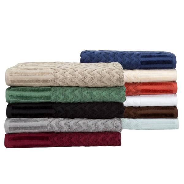 6-Piece White Chevron Patterned Deluxe Plush Cotton Bath Towel Set  875205SIA - The Home Depot