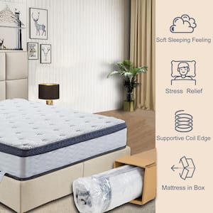 QUEEN Size Soft Memory Foam Hybrid Pocket Coil 12in. Tight Top Mattress