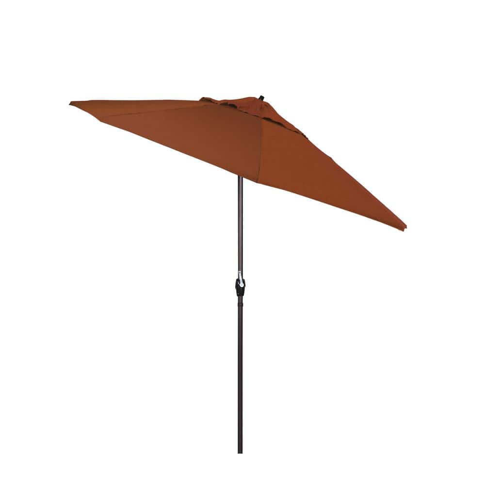 9 ft. Terracotta Aluminum Patio Umbrella with Auto Tilt Crank Lift