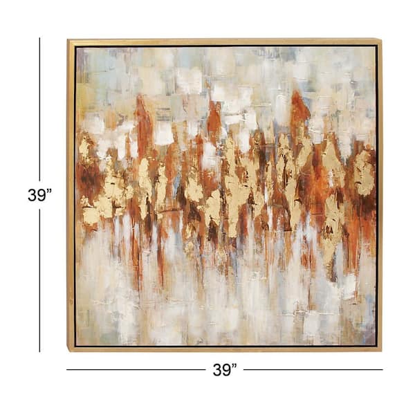 1- Panel Abstract Framed Wall Art with Gold Frame 39 in. x 39 in.
