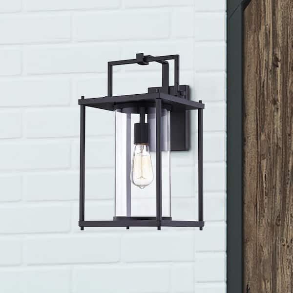 Garrett 1-Light Black Outdoor Wall Lantern Sconce