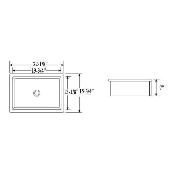 22-1/8 in. x 15-3/4 in. Rectrangle Undermount Vitreous Glazed Ceramic Lavatory Vanity Bathroom Sink Pure White