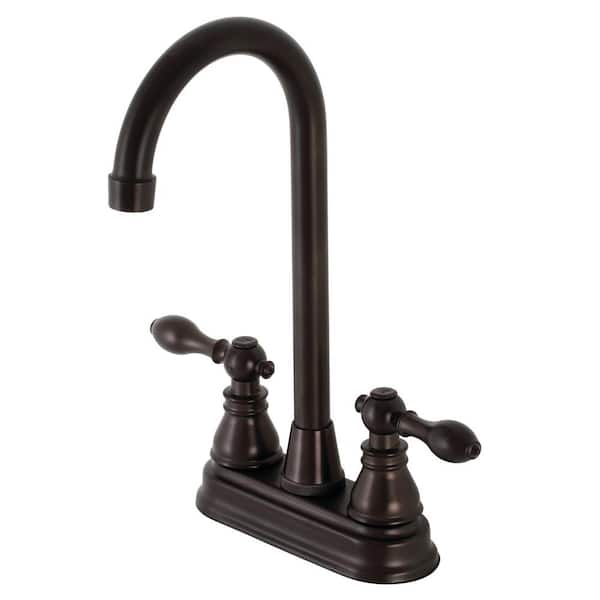 Kingston Brass American Classic 2-Handle Deck Mount Gooseneck Bar Prep Faucets in Oil Rubbed Bronze
