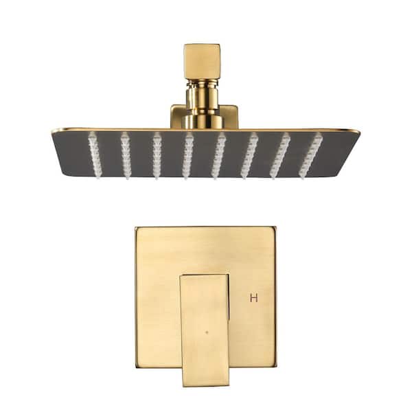 Single Handle 1-Spray Patterns Shower Faucet 1.8 GPM with Adjustable Head in Gold