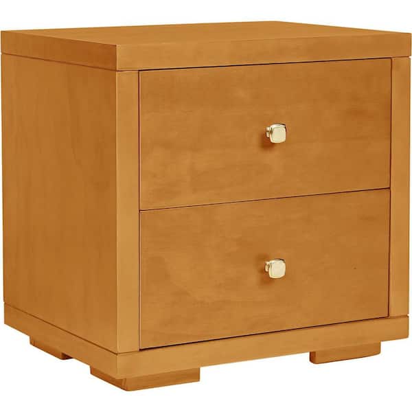 HomeRoots Oak 2 Drawer 19.7 in. W Nightstand