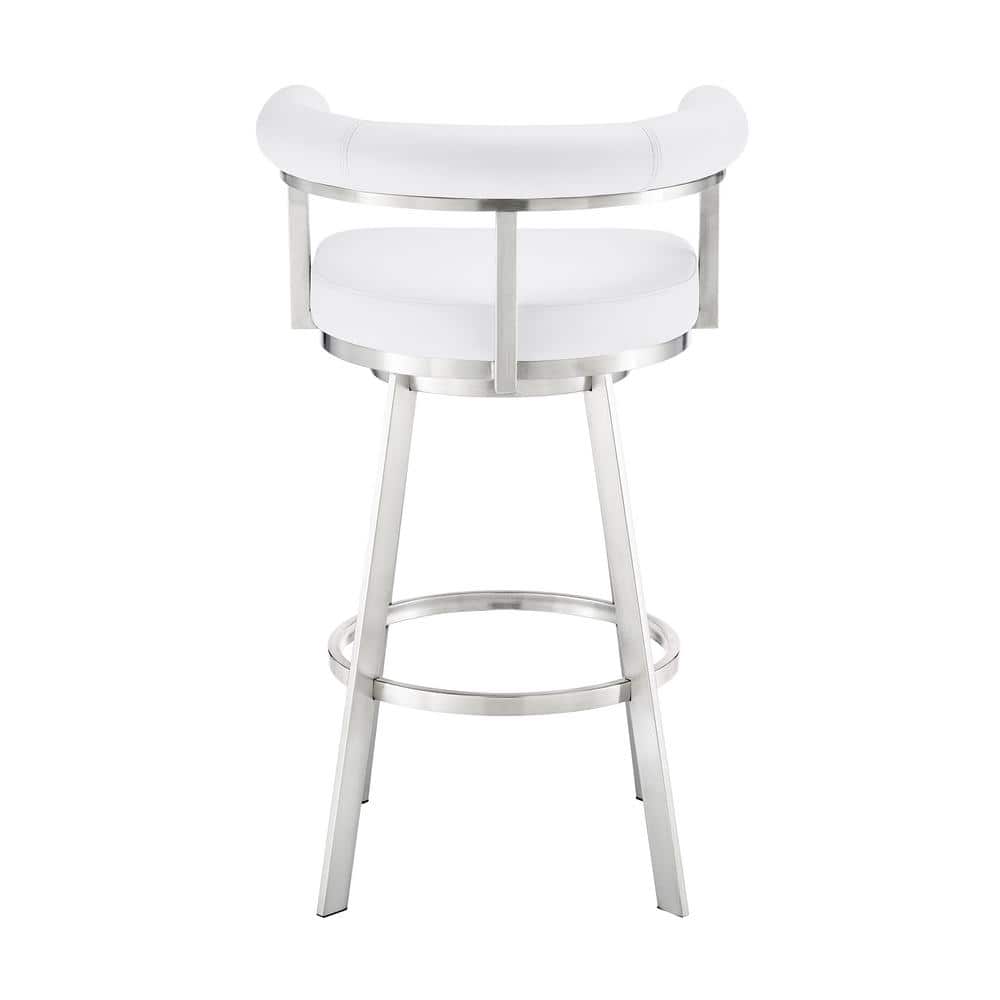 White Faux Leather and Chrome Swivel Counter Stool